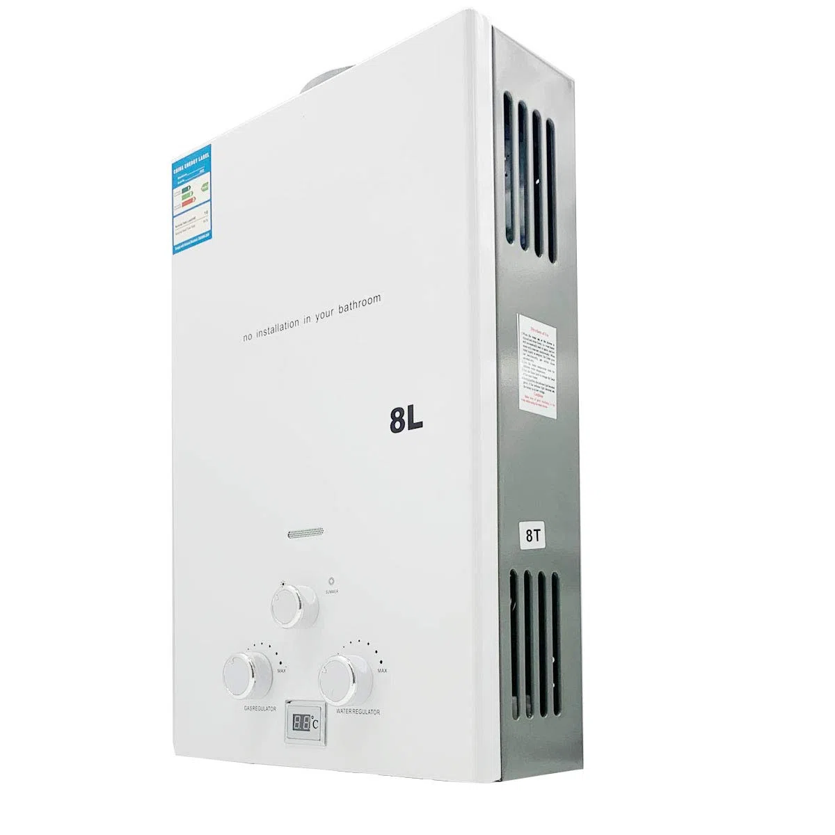 8L 16KW Tragbarer Gas Durchlauferhitzer Propangas Campingdusche für Dusche im Außenbereich Dusche Bad Warmwasser Camping Dusche LPG Warmwasserbereiter Warmwasser Tankless Instant, Weiß