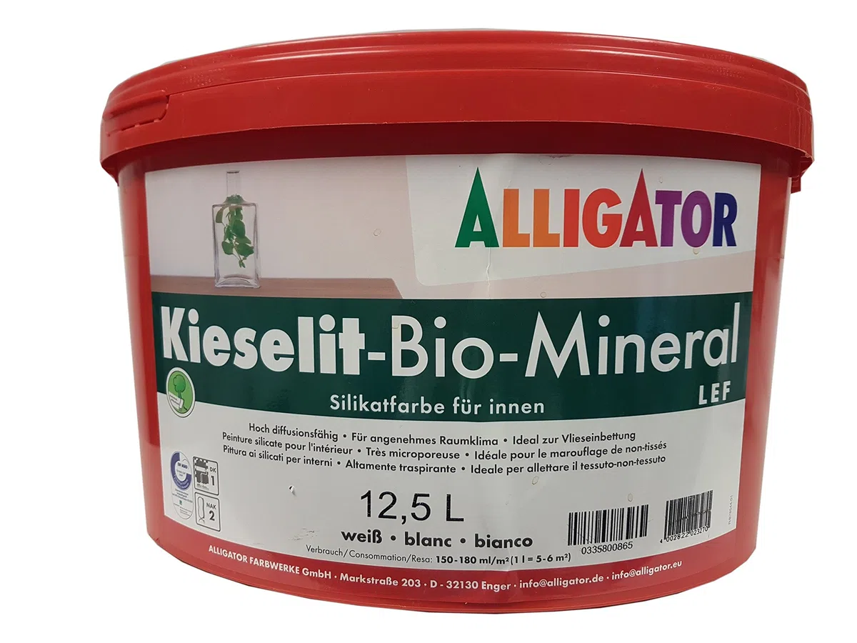 ALLIGATOR Kieselit Bio-Mineral LEF Silikatfarbe für innen mineralisch matt Weiß 12,5 L