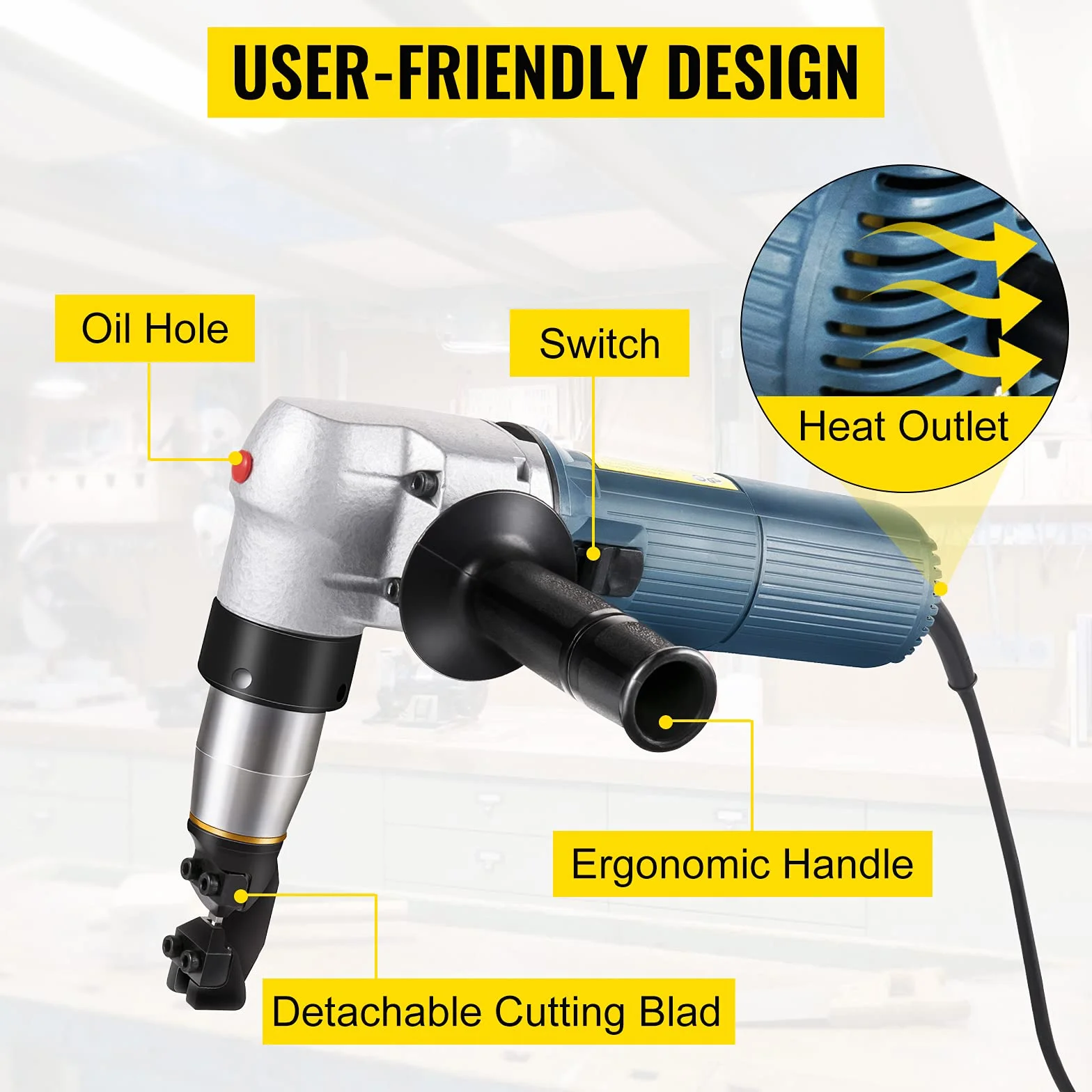 VEVOR elektrische Blechschere 4mm Blechnibbler 625W Blechknabber 1000U/min Knabber Schere im Bereich Bleche, Wellmaterialien, Rohre, komplexe Profile, Edelstahl, Kupfer, Aluminium, Kunststoff und Glas