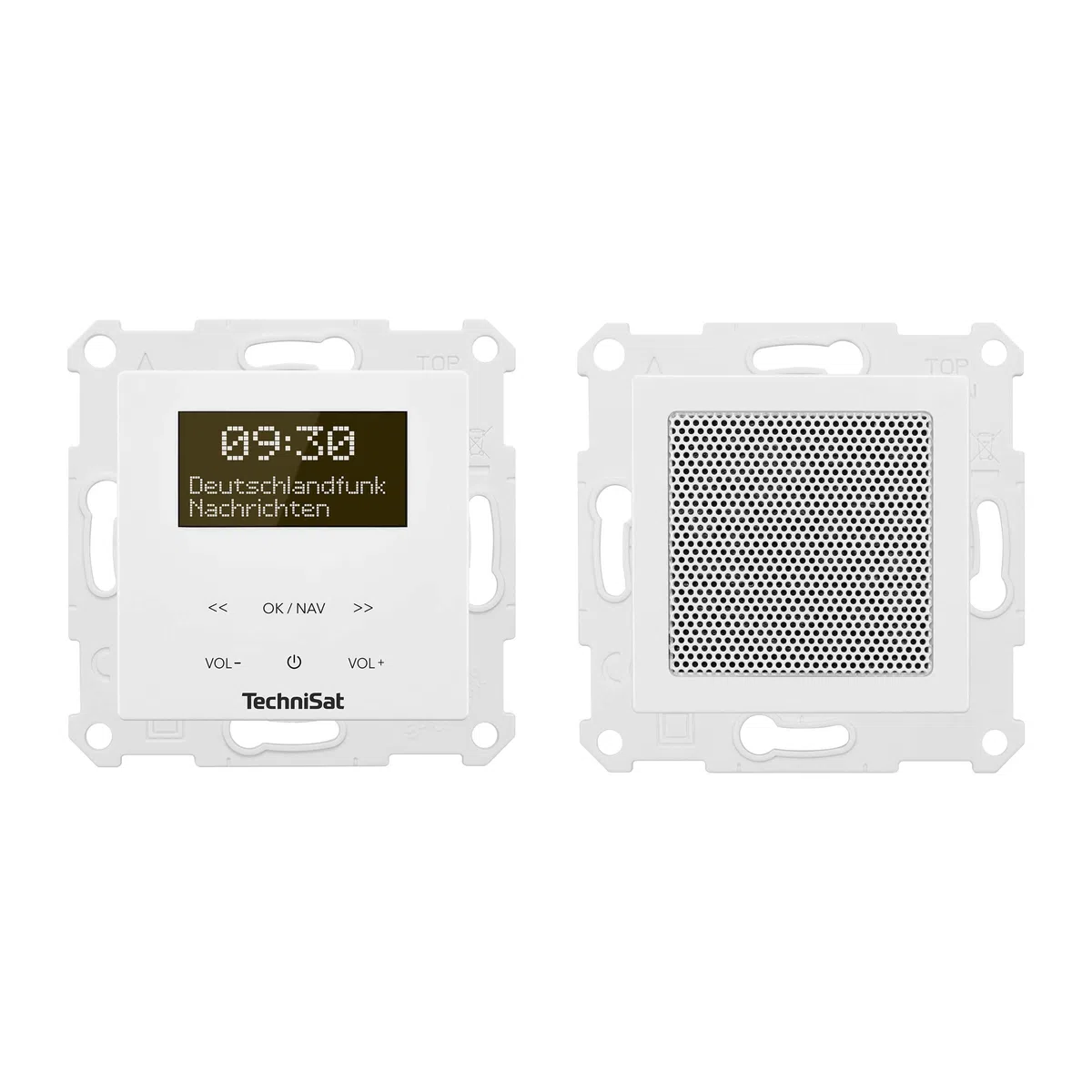 TechniSat DIGITRADIO UP 55 - DAB+ Unterputzradio für die Flexible Montage (DAB, UKW, Bluetooth-Empfang, dimmbares OLED-Display, Weck- und Sleeptimer, 2 Watt, Made in Germany) Frontcover RAL 9016, weiß