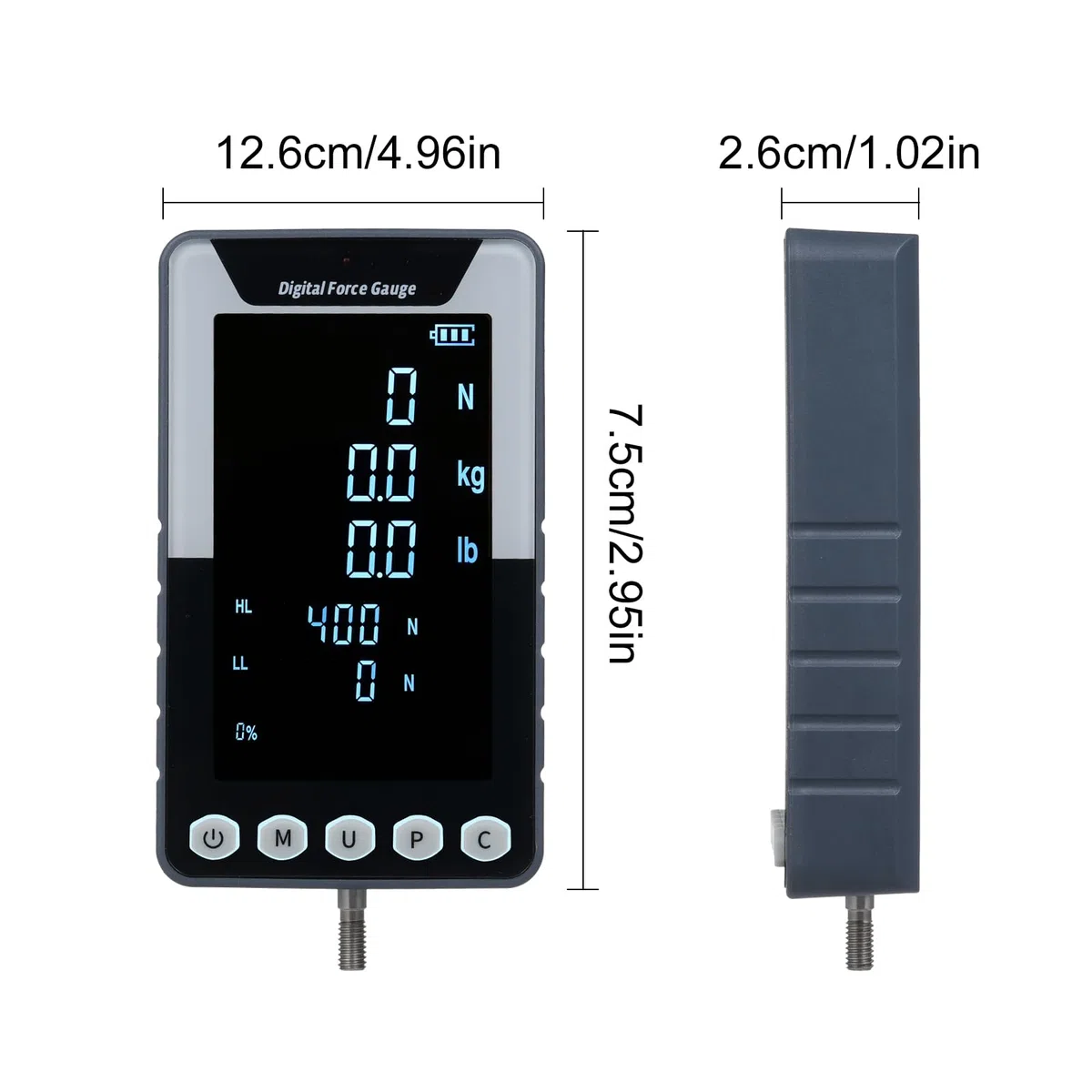 Digitales Kraftmessgerät, 500 N.m Push-Pull-Messgerät, tragbares Kraftmessgerät, Dynamometer mit 3 Einheiten N/LB/Kg, automatische LCD-Hintergrundbeleuchtung, automatische Abschaltung für Druck- und