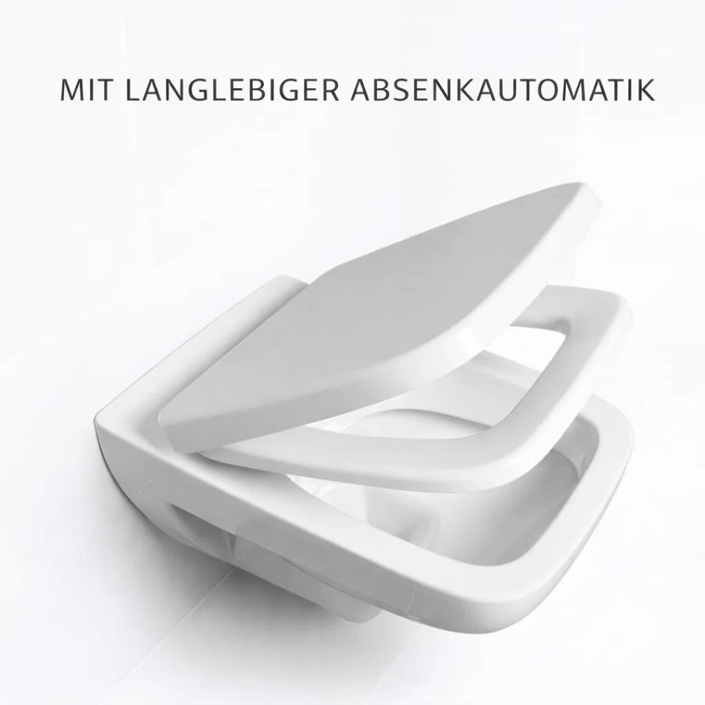 Bullseat® WC-Sitz Eckig – passgenau für Keramag/Geberit Renova Nr. 1 Plan | Toilettensitz mit Softclose, abnehmbar | Klobrille aus Urea-Duroplast | Klodeckel Montage von oben