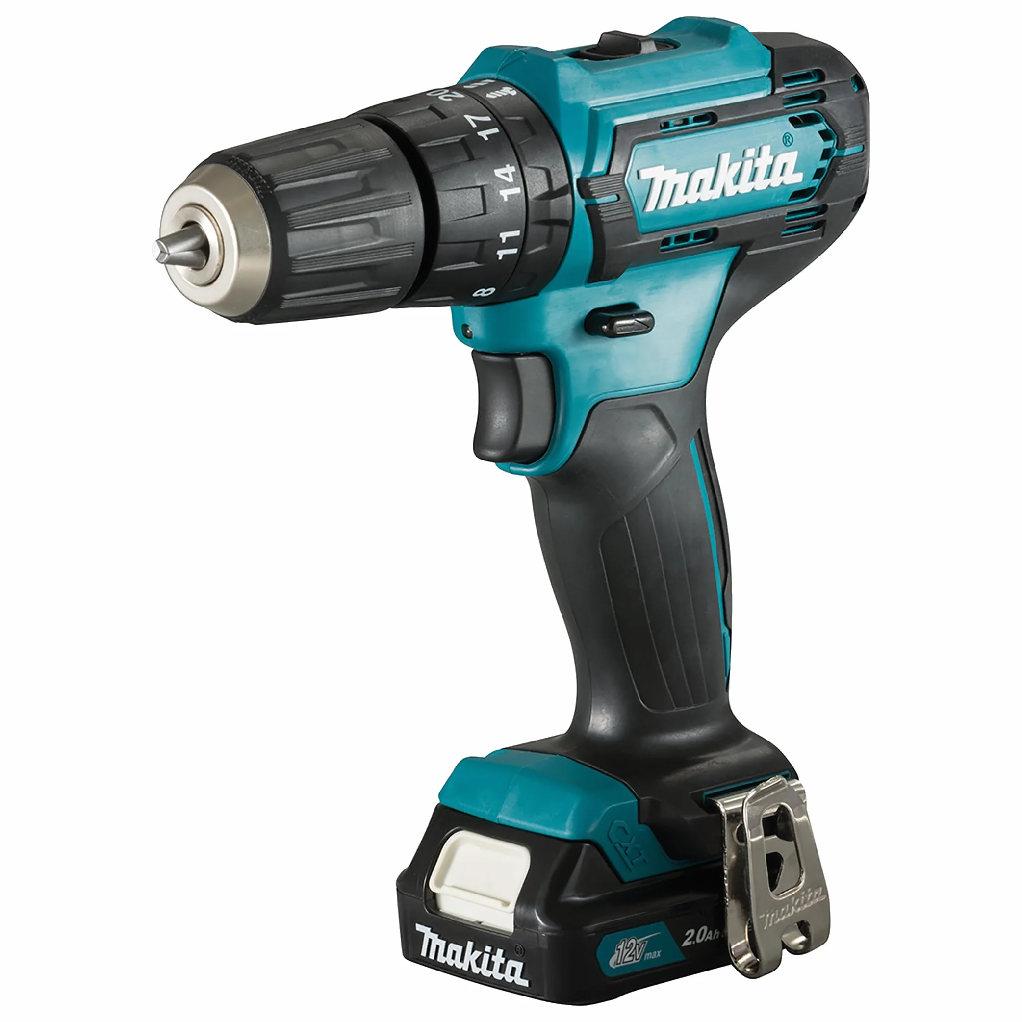 Makita HP333DSAX1 Schlagbohrschrauber 12 V Max., 2,0 Ah, 2 Akkus Plus Ladegerät in Transportkoffer, Batteriebetrieben, Blau
