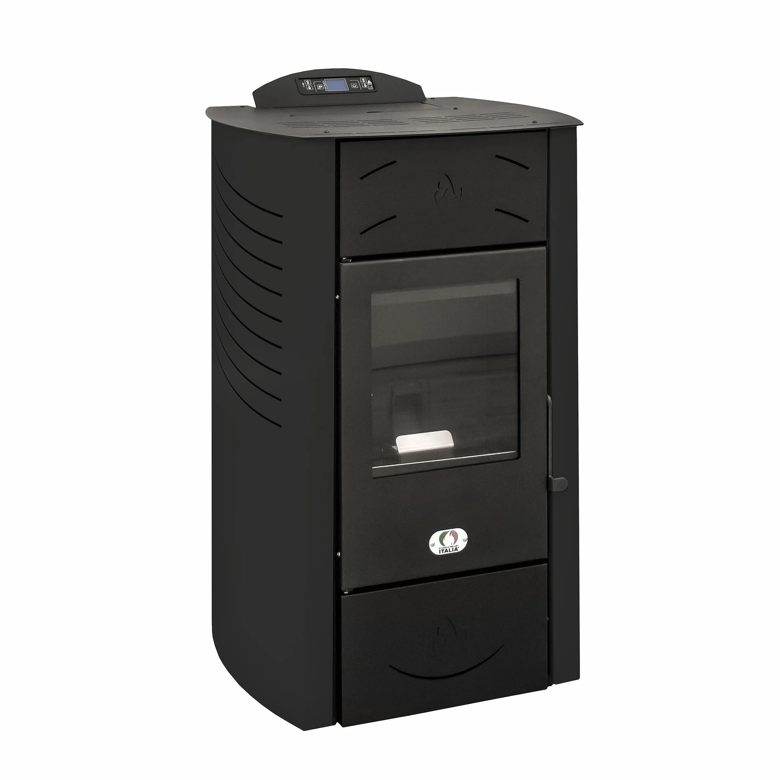 STUFE A PELLET ITALIA Siberia Idro 15 KW WiFi | Hydro-Pelletöfen für Heizung und Warmwasser Effizienz 90% Heizt 90m² Autonomie 20 Std Programmierbar WiFi-Steuerung 5 Kräfte 24 Monate Garantie Schwarz