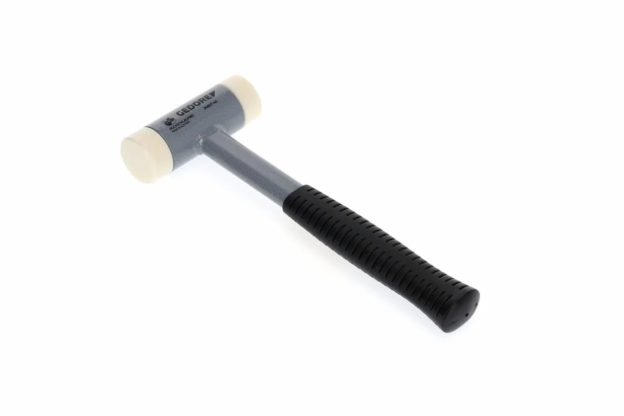 GEDORE Rückschlagfreier Schonhammer, Ø 40 mm, Stahlrohrstiel, Austauschbare Polyamid-Köpfe