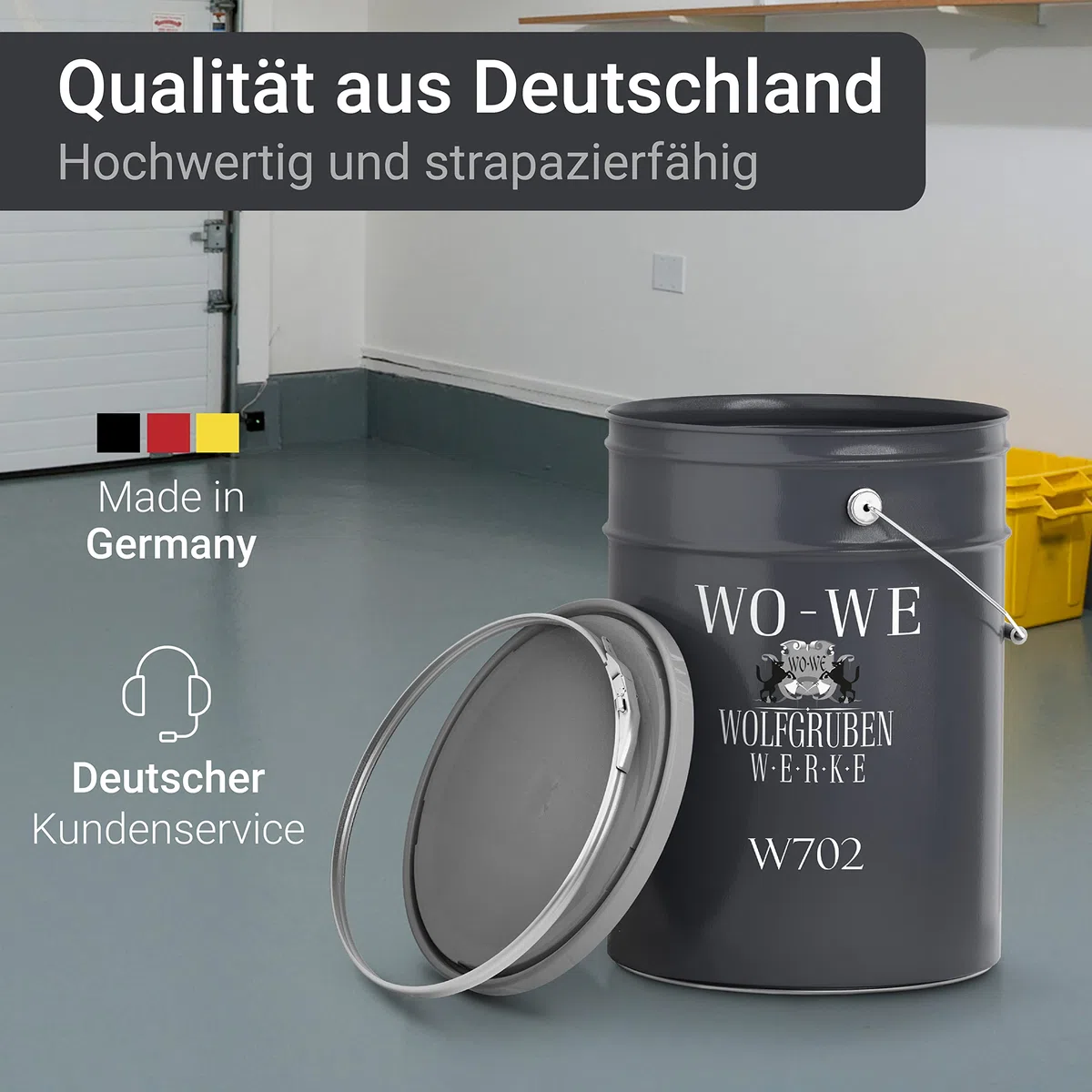 WO-WE 2K Epoxidharz Garagenfarbe Bodenbeschichtung W702 Anthrazit-Grau wie RAL 7016-5Kg