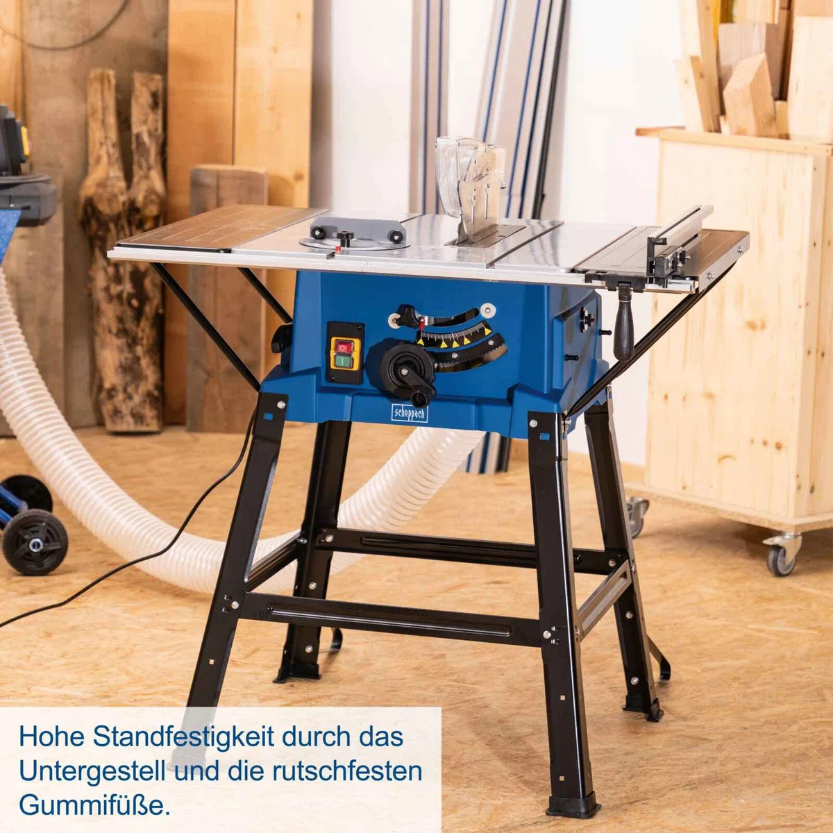 Scheppach Tischkreissäge HS110 | 230V 2000W | Schnitthöhe 87mm | Sägeblatt Ø 254mm | inkl. Tischverbreiterungen und Untergestell | Tischgröße mit Verbreiterung 630 x 930 mm | Tischhöhe 870mm