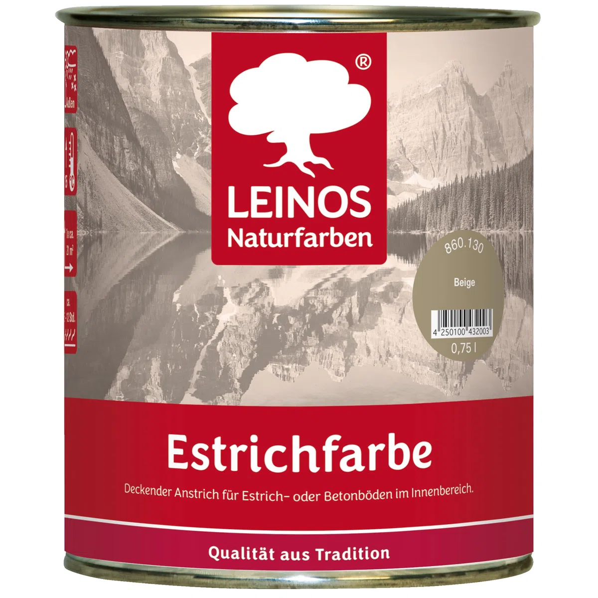 Leinos Naturfarben Estrichfarbe 860 | 2,5 Liter | für innen | Schutz & Farbgebung für offenporige Estrich- & Betonflächen | abriebfest, wasserabweisend | Anthrazitgrau (2,5 Liter Zementgrau)