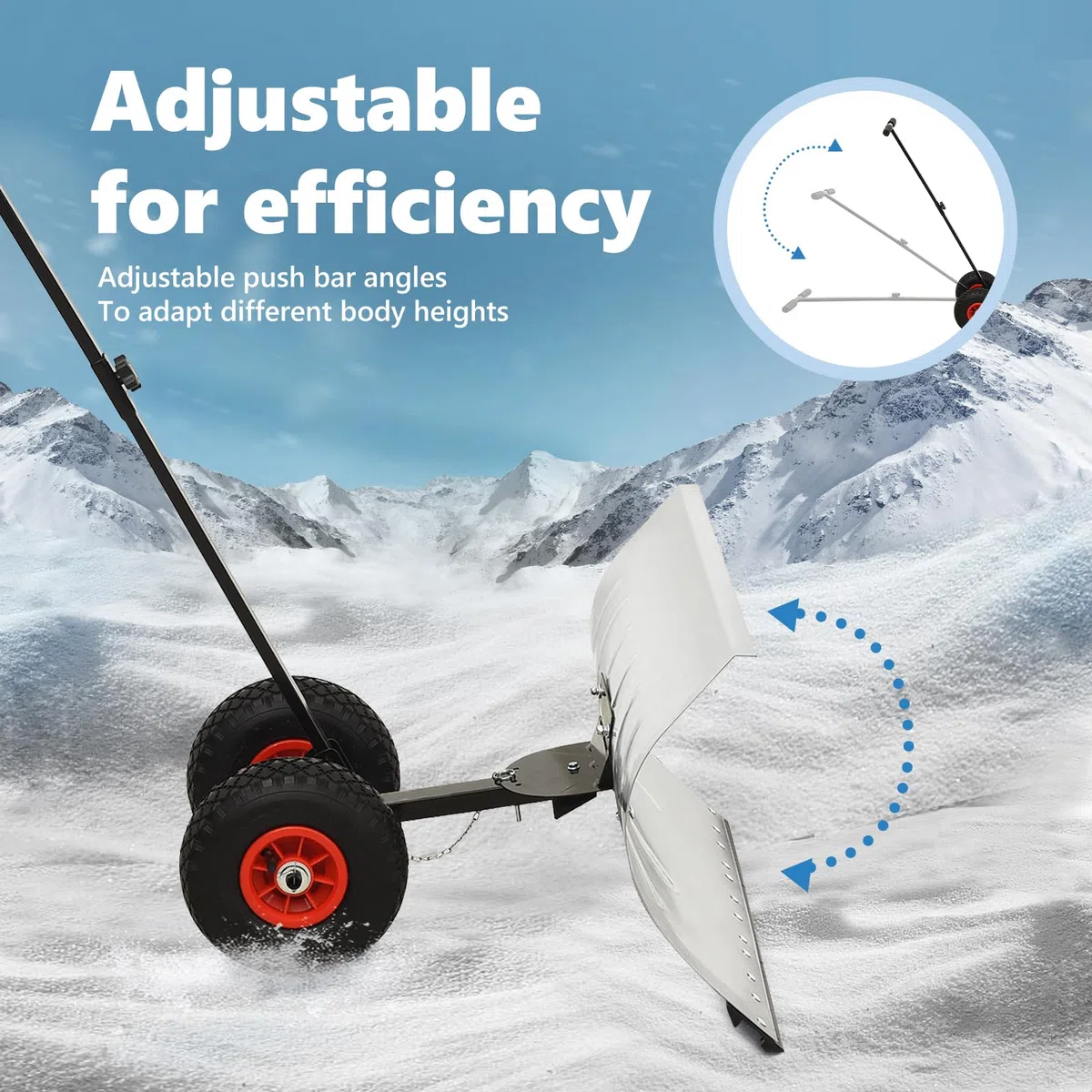 vidaXL Schneeschaufel mit Rädern Schneeschieber Schneeräumer Schneeschippe