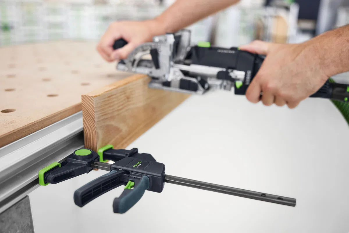 Festool Einhandzwinge FS-EZ 150/2 – Schnellspannzwinge Set, 2-teilig, für Führungsschiene & MFT