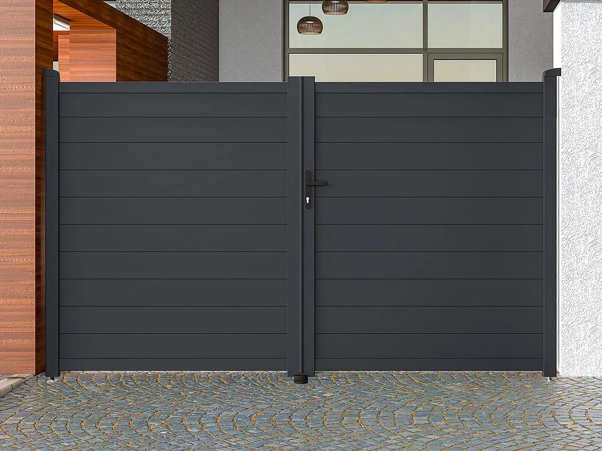 Vente-unique - Metall-Tor Nazario, komplett, 300 x 173 cm, Anthrazit