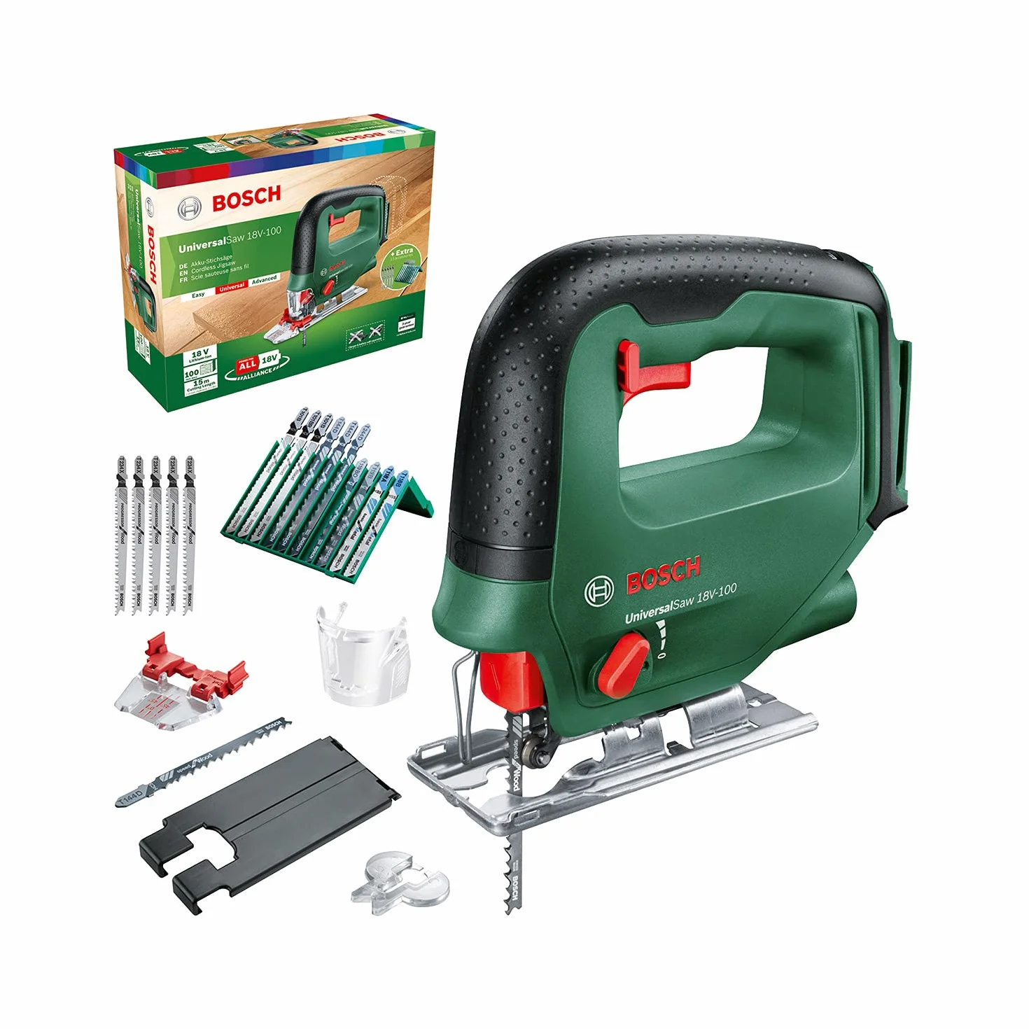 Bosch Akku Stichsäge UniversalSaw 18V-100 (ohne Akku, 18 Volt System, 15 tlg. Stichsägeblatt-Set, im Karton) – Amazon Edition