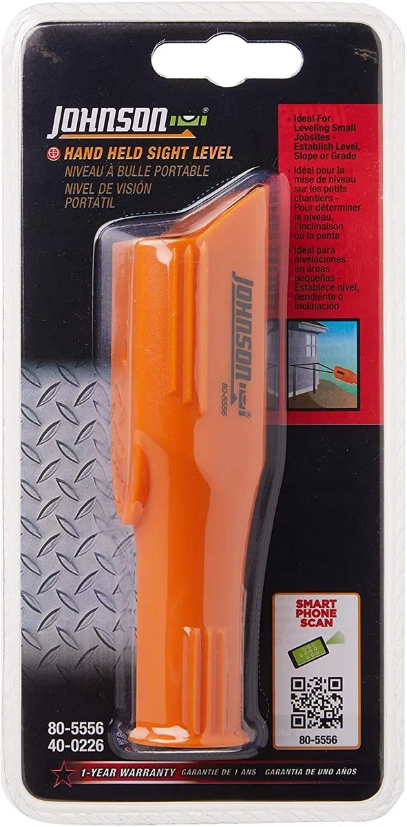 Johnson Level und Werkzeug 80–5556 Contractor Hand Held Sight Level, Orange