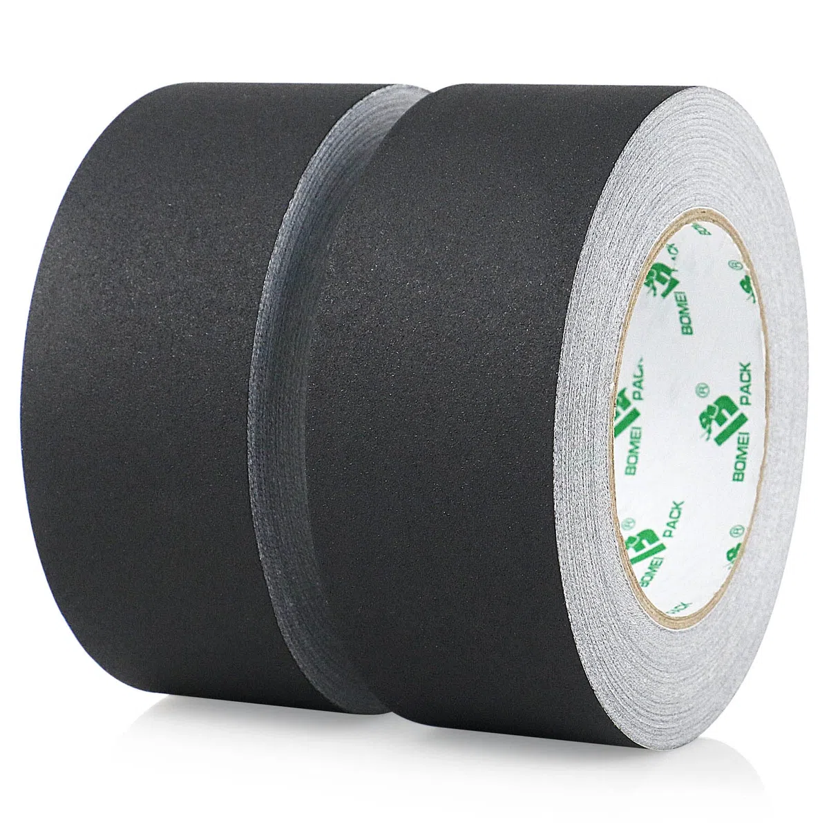BOMEI PACK Schwarzes Gaffer-Klebeband, 50 mm x 30 m, 2 Stück, matt, Tuban-Stoff, selbstklebend, Gaffers Tape für Kabel, Fotografie