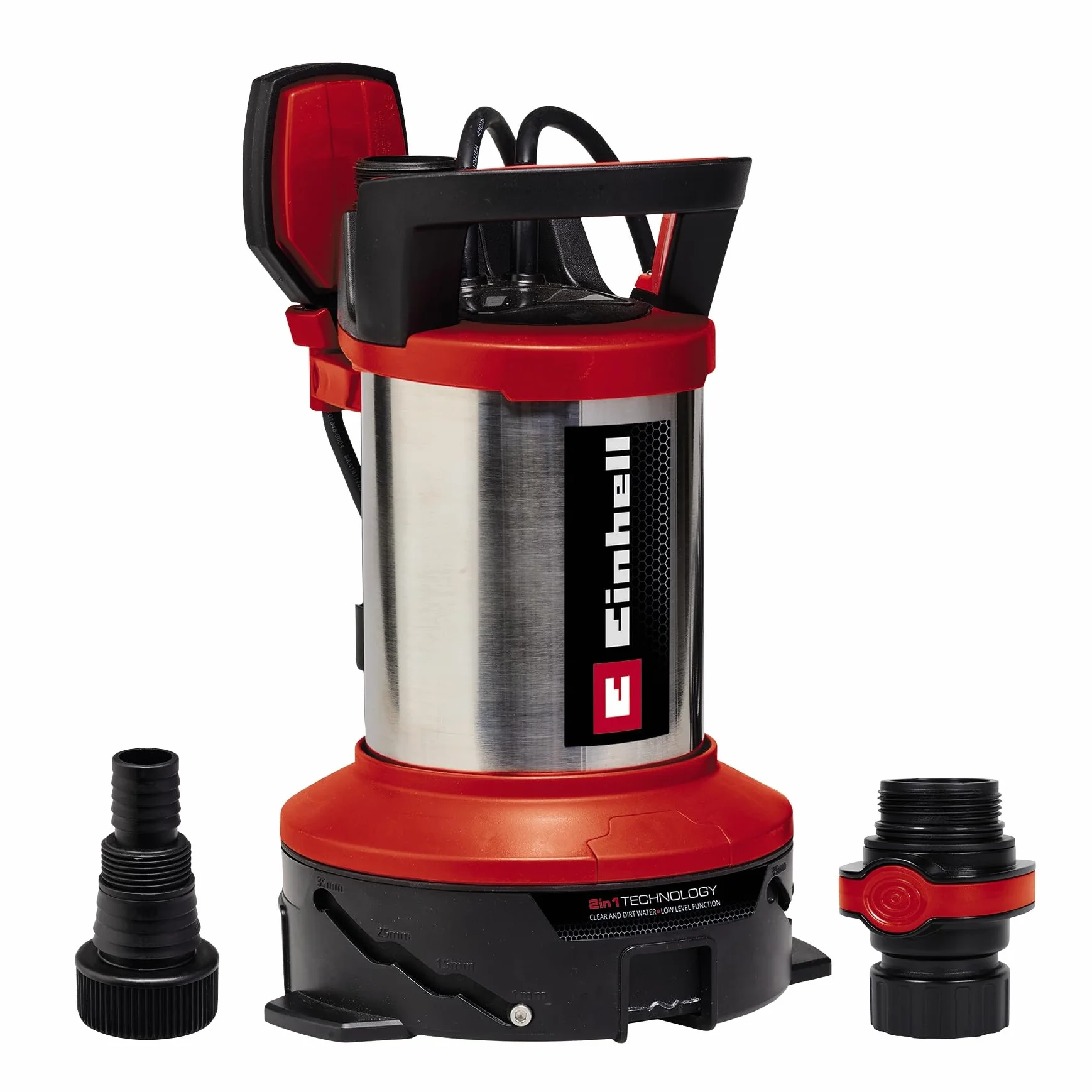 Einhell Schmutzwasserpumpe GE-DP 7535 N LL ECO 2-in-1 (750 W, bis zu Ø 35 mm Fremdpartikelgröße, max. 18.500 L/h Fördermenge, inkl. Quick-Connector & Universaladapter)