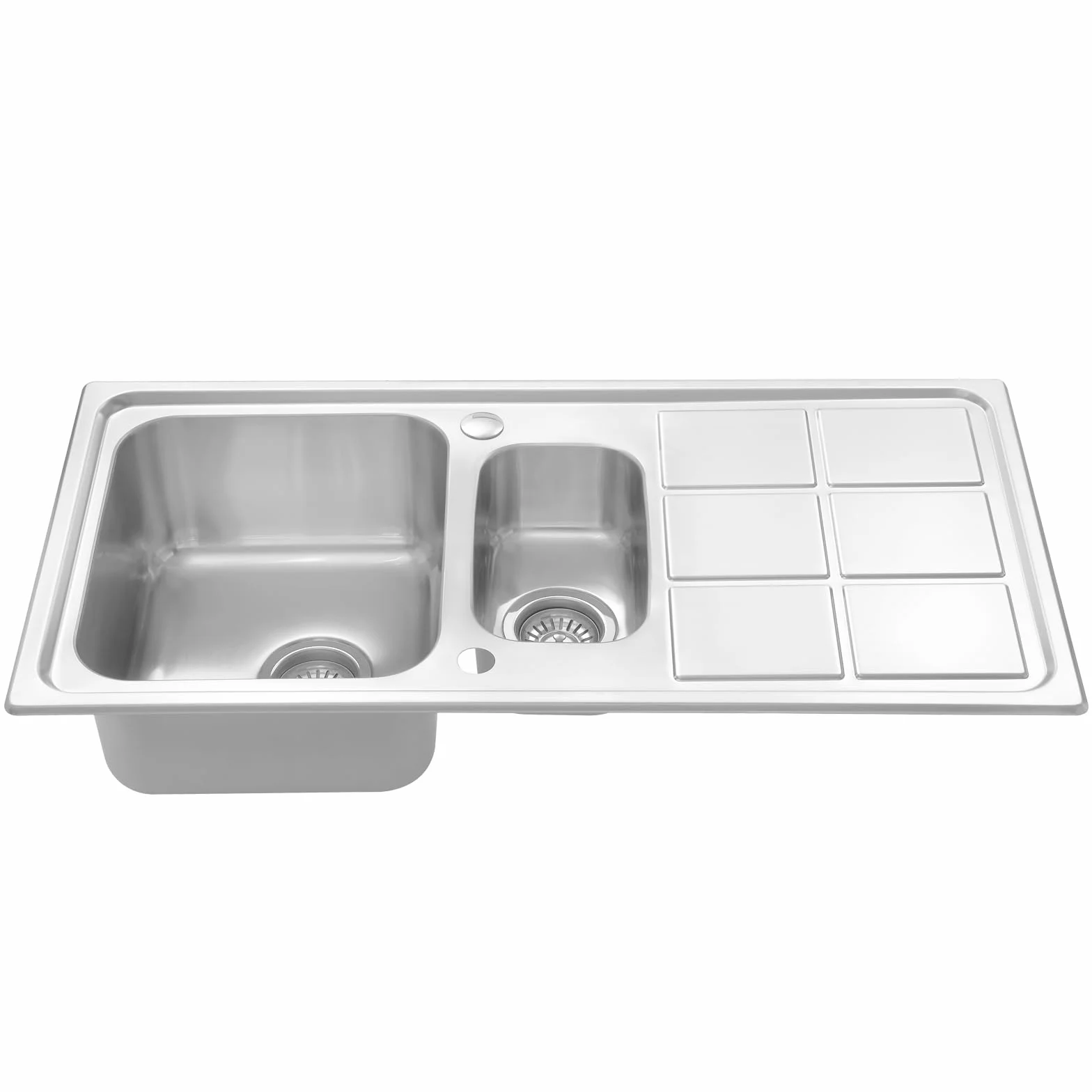 JASSFERRY Edelstahl Küchenspüle 1.5 Becken 970 x 500 mm, Reversibel Einbauspüle mit Siphon-Ablauf und Überlaufgarnitur