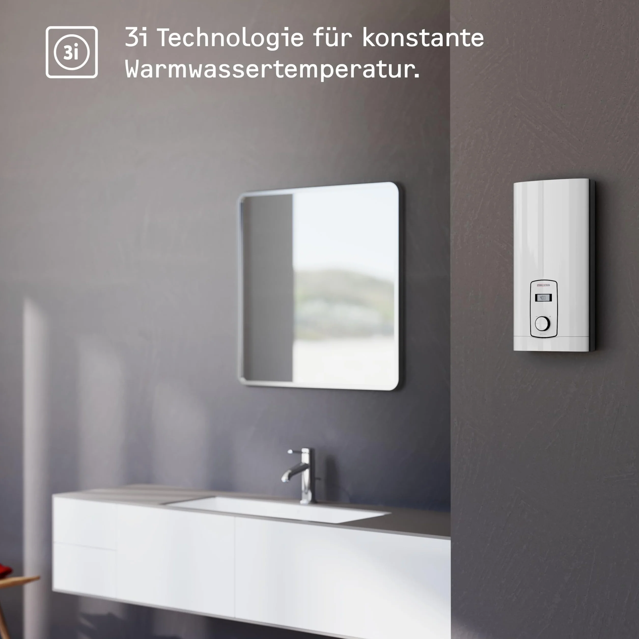 STIEBEL ELTRON elektronisch geregelter Durchlauferhitzer DHB-E 18/21/24 LCD, umschaltbar, druckfest, LC-Display, gradgenaue Wunschtemperatur, 236745