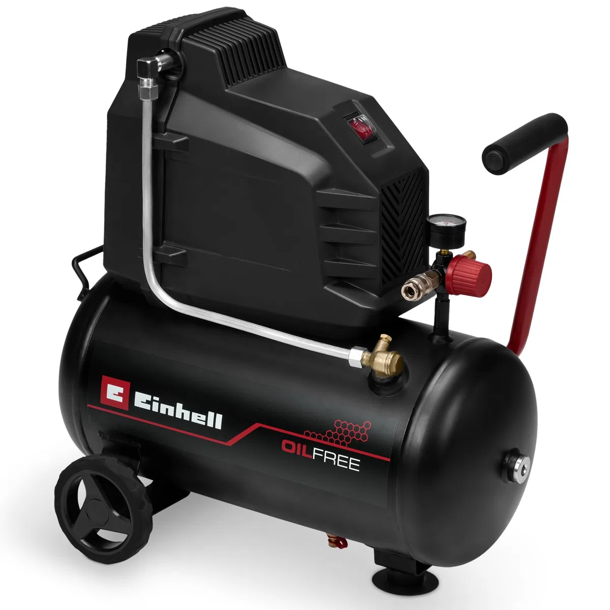 Einhell Kompressor TC-AC 190/24/8 I OF (1100 Watt, max. 8 bar, 24-Liter-Tank, 190 l/min Ansaugleistung, ölfrei, wartungsarm, Manometer, Druckminderer)