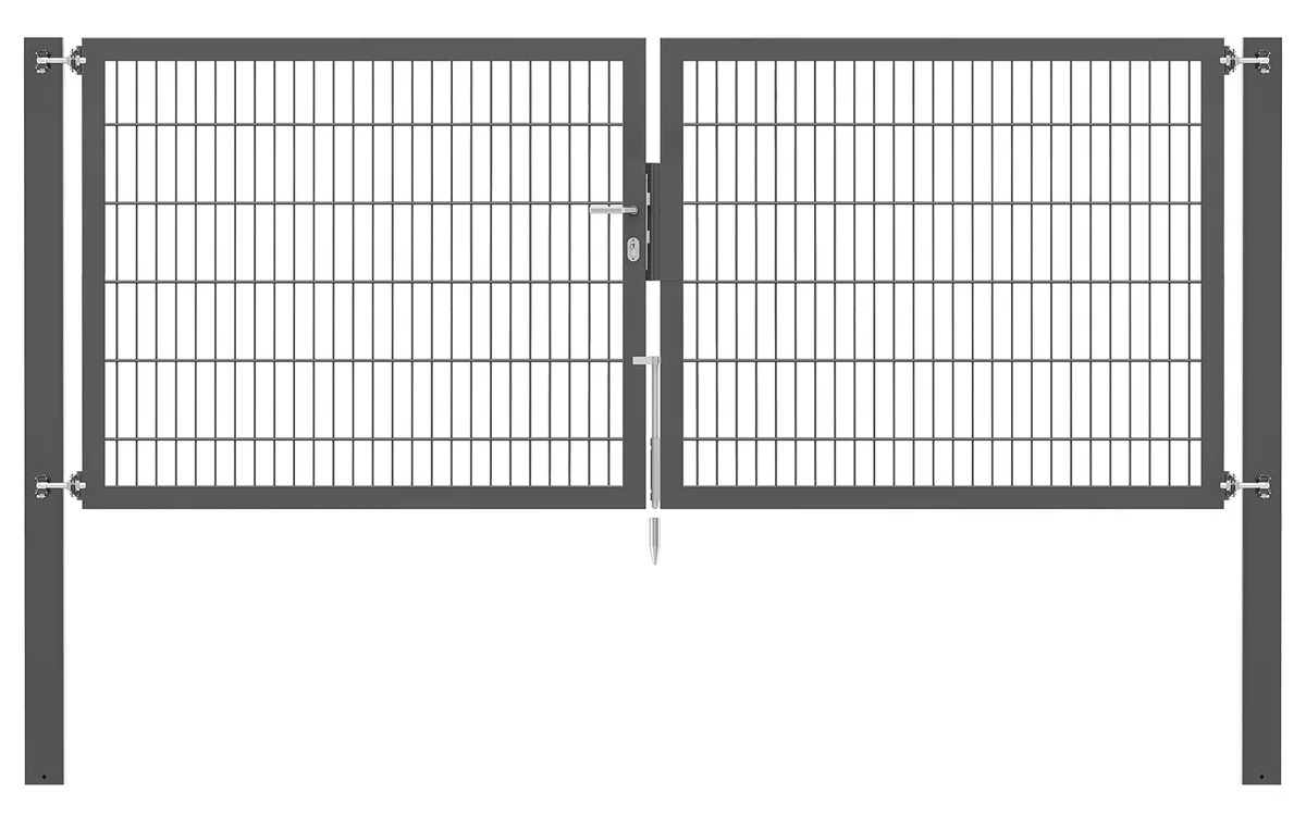 Alberts 637170 Doppeltor Flexo Plus mit Zubehör | verschiedene Breiten und Höhen | Pfostenstärke 100 x 100 mm | anthrazit | Breite 300 cm | Höhe 120 cm