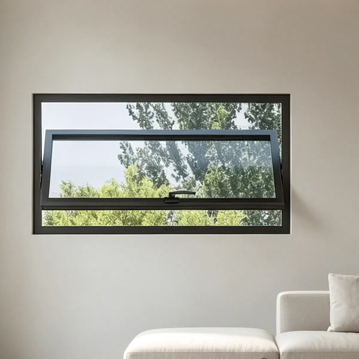 360° Drehbares Rechteckiges Fenster, Aluminiumlegierung Rahmen mit 5mm Gehärtetem Glas,Kellerfenster & Badezimmerfenster, Schuppen(Nero,40x90cm)