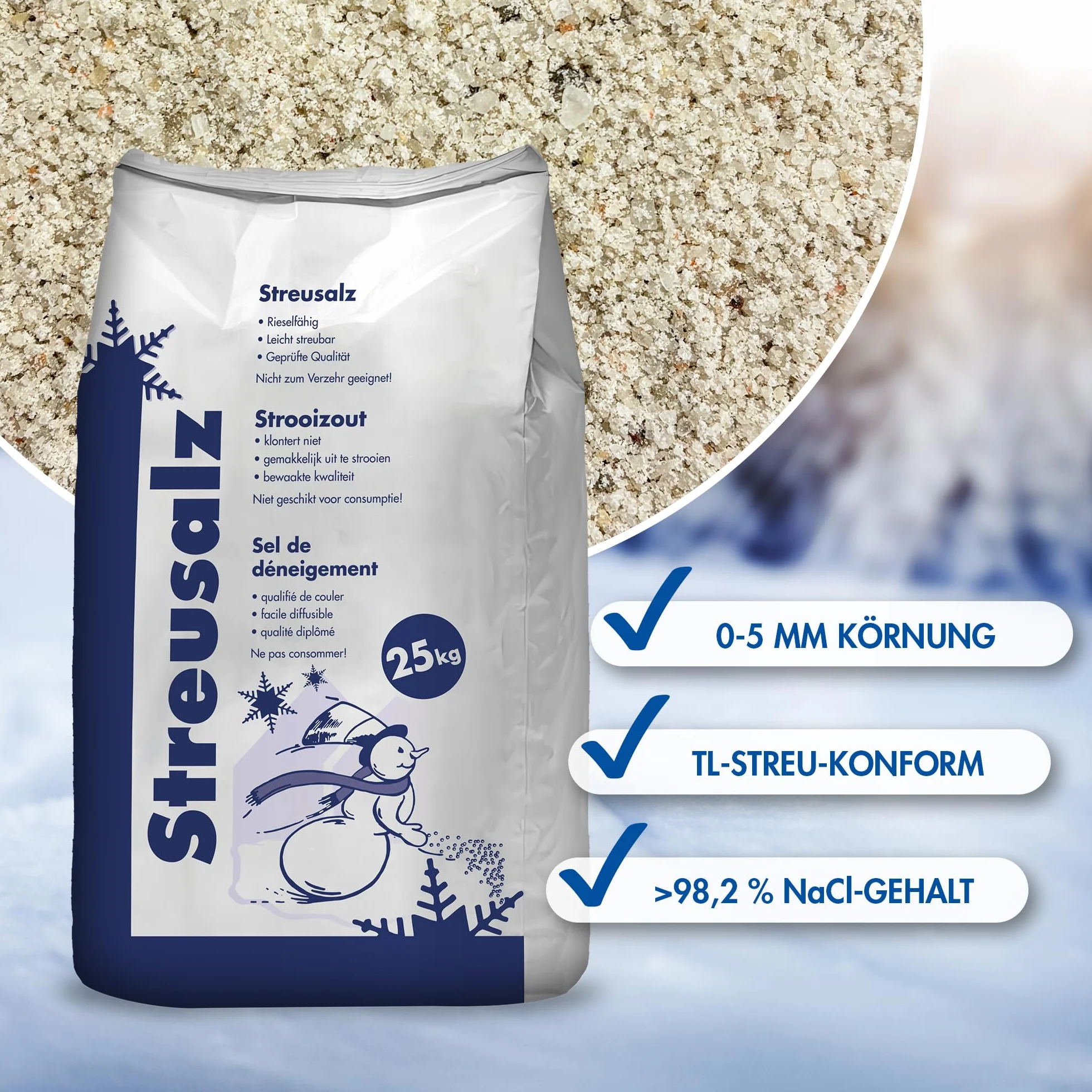 Hamann Streusalz 1000 kg (40 x 25 kg) - Langzeitwirkung bei dickeren Eis & Schneeschichten