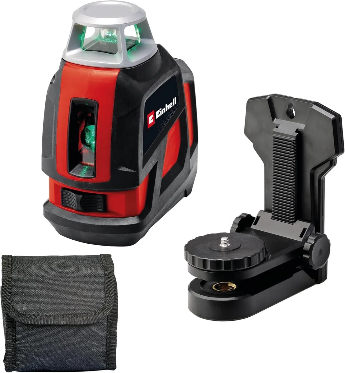 Einhell Kreuzlinienlaser TE-LL 360 G (selbstnivellierend, horizontale/vertikale grüne Laserlinien, digitale Wasserwaage, 1/4" Stativgewinde, inkl. Tasche & Wandhalterung)