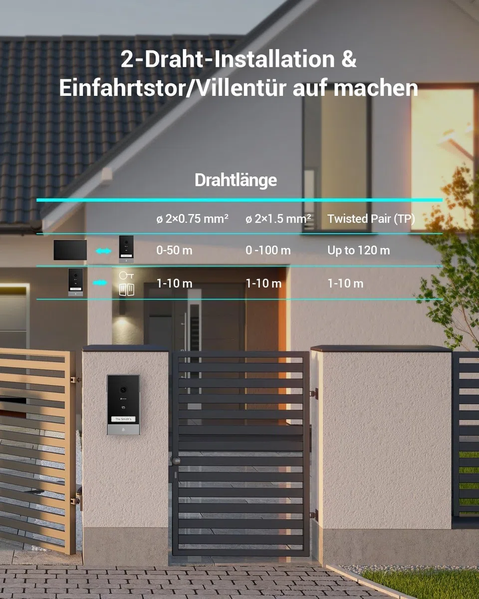 EZVIZ 2K Video Türklingel Kit mit Türsprechanlage & Doppelten 7-Zoll-Farb-Touchscreens, KI Personenerkennung und Zwei-Wege-Audio, Gegensprechanlage mit Türöffner, Dualband-WLAN, HP7 2-Familien-Kit