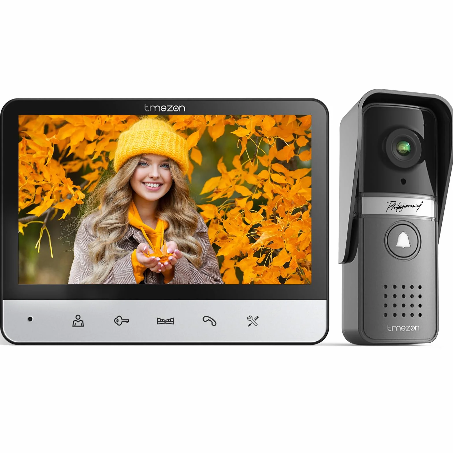 TMEZON Video Türsprechanlage 4-Draht,Türsprechanlage mit Kamera,7" Monitor mit kabelgebundener Türklingel, Nachtsichtgerät,Live-Ansicht und Konversation,Entsperren durch Monitor,16 Klingeltöne