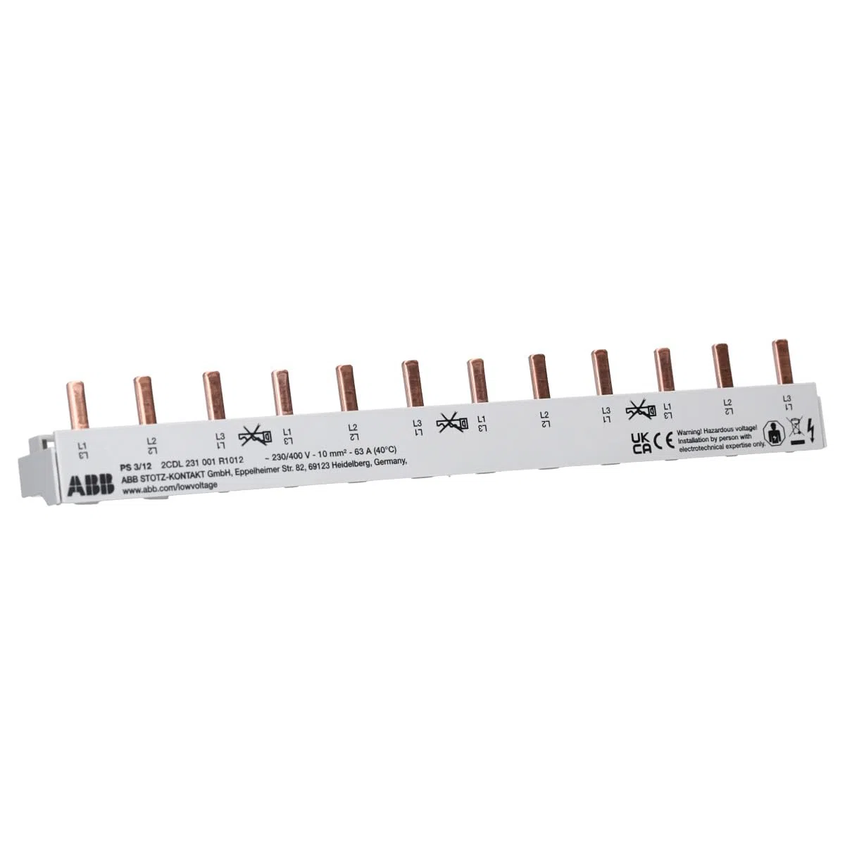 ABB Set 12x Leitungsschutzschalter S201-B16 + 1x PS3/12 Phasenschiene 3-polig
