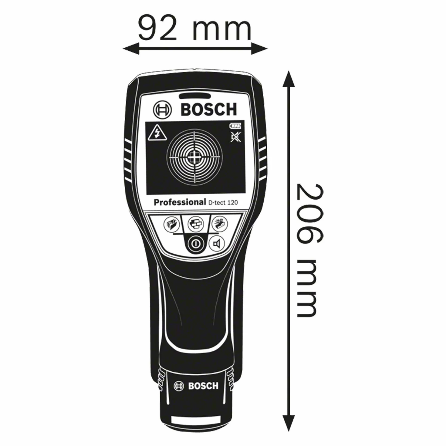 Bosch Professional System Ortungsgerät D-tect (1 Akku 12V, max. Ortungstiefe Kunststoffrohre/Holzunterkonstruktion/spannungsführende Leitungen/Eisenmetalle: 60/38/60/120/120 mm, L-Boxx)