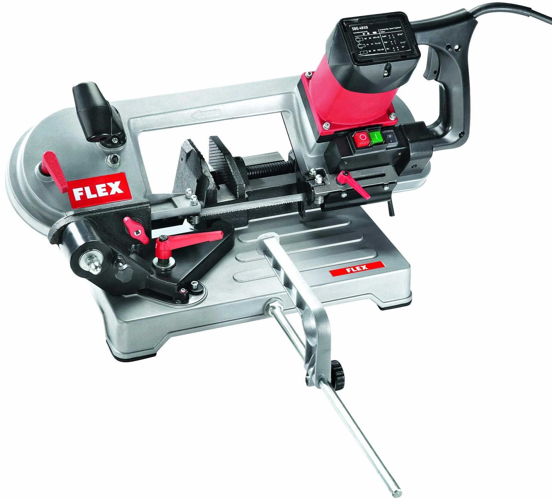 Flex Metall Bandsäge SBG 4910 (Leistungsaufnahme 850 W, Sägebandbreite 13 mm, Sägebandlänge 1335 mm, Säge, 2 Bandgeschwindigkeiten) Rot