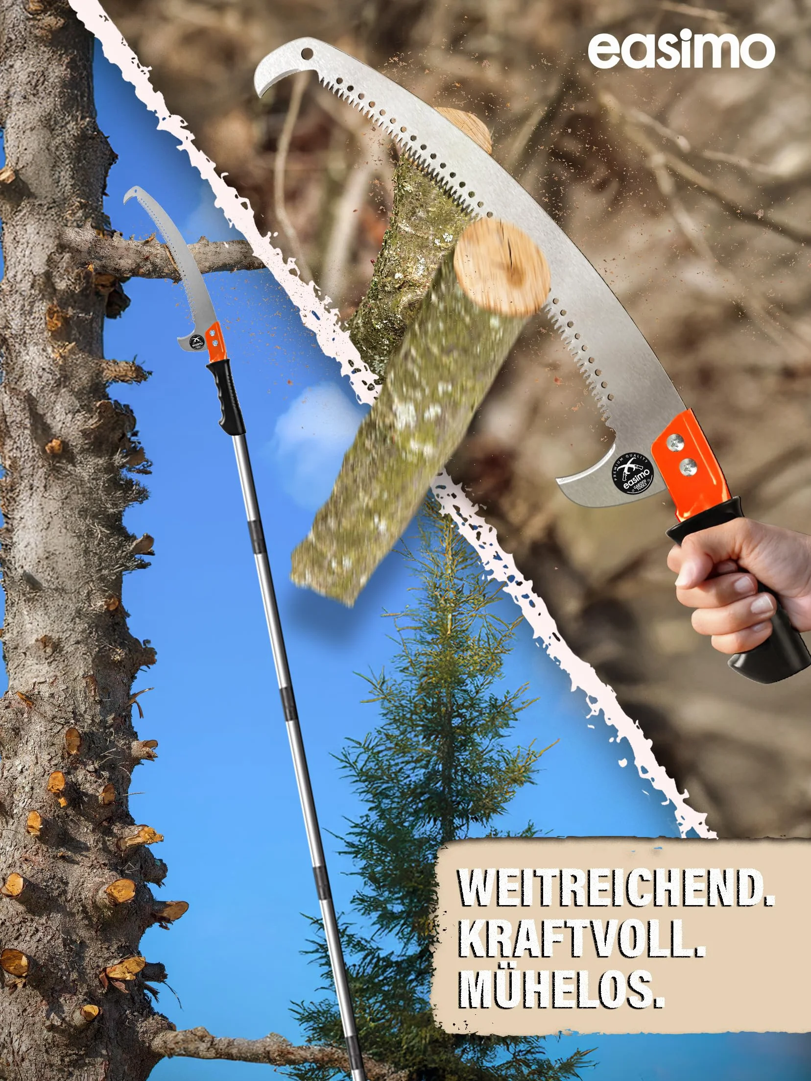 Astsäge Teleskop für Baumbeschneidung I Säge mit Teleskopstiel einstellbar auf bis zu 4.3m I Teleskop Baumsäge Baumschneider Baum Hochentaster