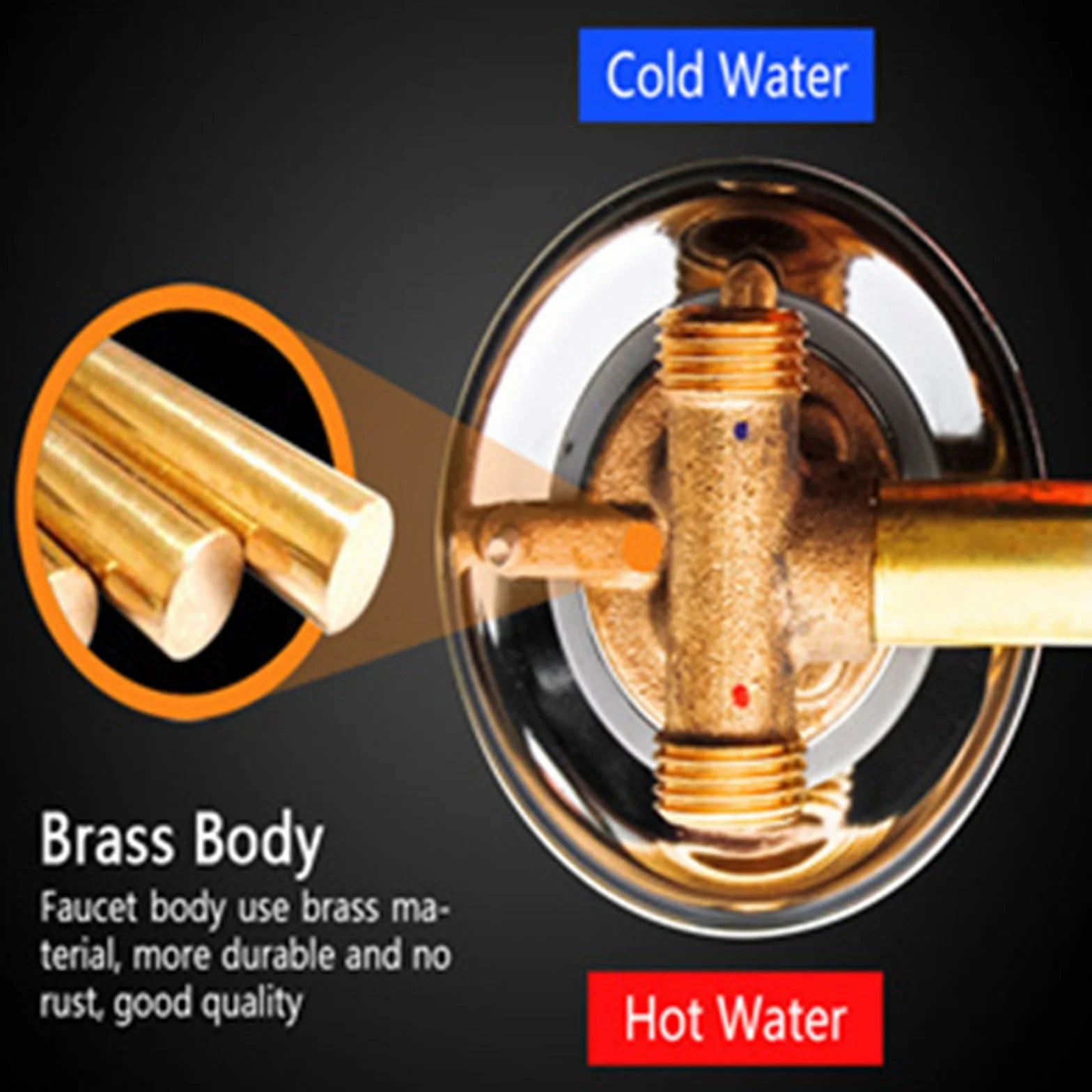 Brausemischer aus Messing mit Filter, 2/3/4/5-We für kaltes und heißes Wasser, verstellbarer Mittelabstand 9/10/12,5/14,5 cm (12–12,5 cm, 4 Auslassoptionen)