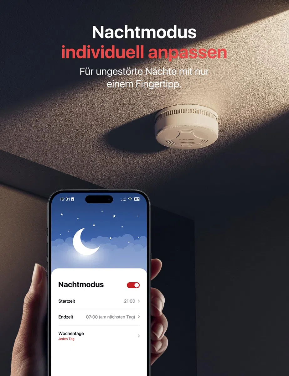 X-Sense Smart-Rauchmelder WLAN mit Magnethalterung, Zertifiziert nach EN 14604, Rauchmelder vernetzt, App-Steuerung, mit Basisstation SBS50, funkvernetzter Feuermelder, SD11-MR61, 6 Stück