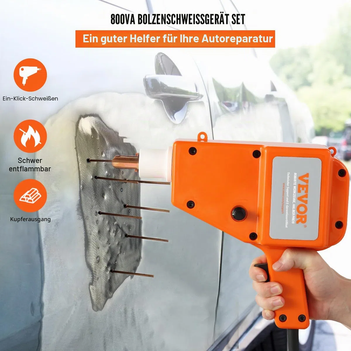 VEVOR Ausbeulspotter 800 VA 220 V 1600 A Ausbeul-Set Dellenlifter Punktschweißgerät IP22 Wasserdicht inkl. verschiedener Elektroden Ausbeulwerkzeug zur professionellen Reparatur von Kfz Karosserien