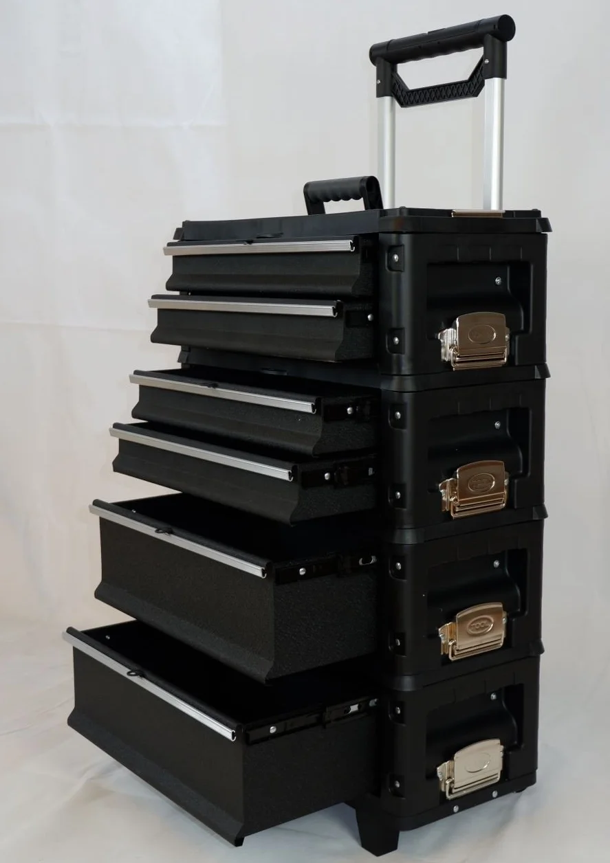 Metall Werkstattwagen rollender Werkzeugtrolley XXL B4-B schwarz mit Schubladenverriegelung und Schloss