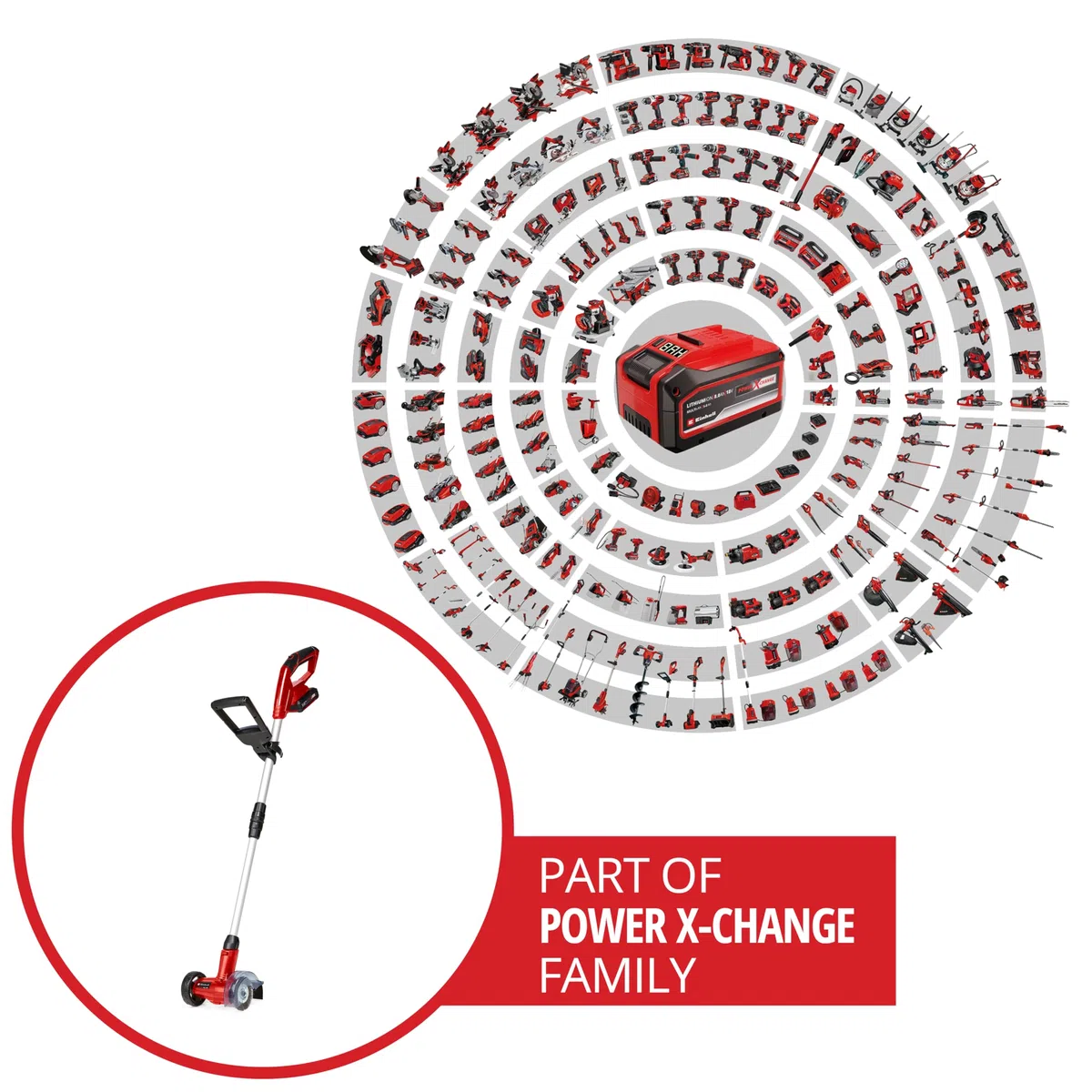 Einhell Akku-Fugenreiniger GC-CC 18 Li Kit Power X-Change (18 V, wechselbare Fugenbürsten aus Nylon & Stahldraht, Teleskop-Führungsholm, inkl. 1x 2,0 Ah Akku + Ladegerät)