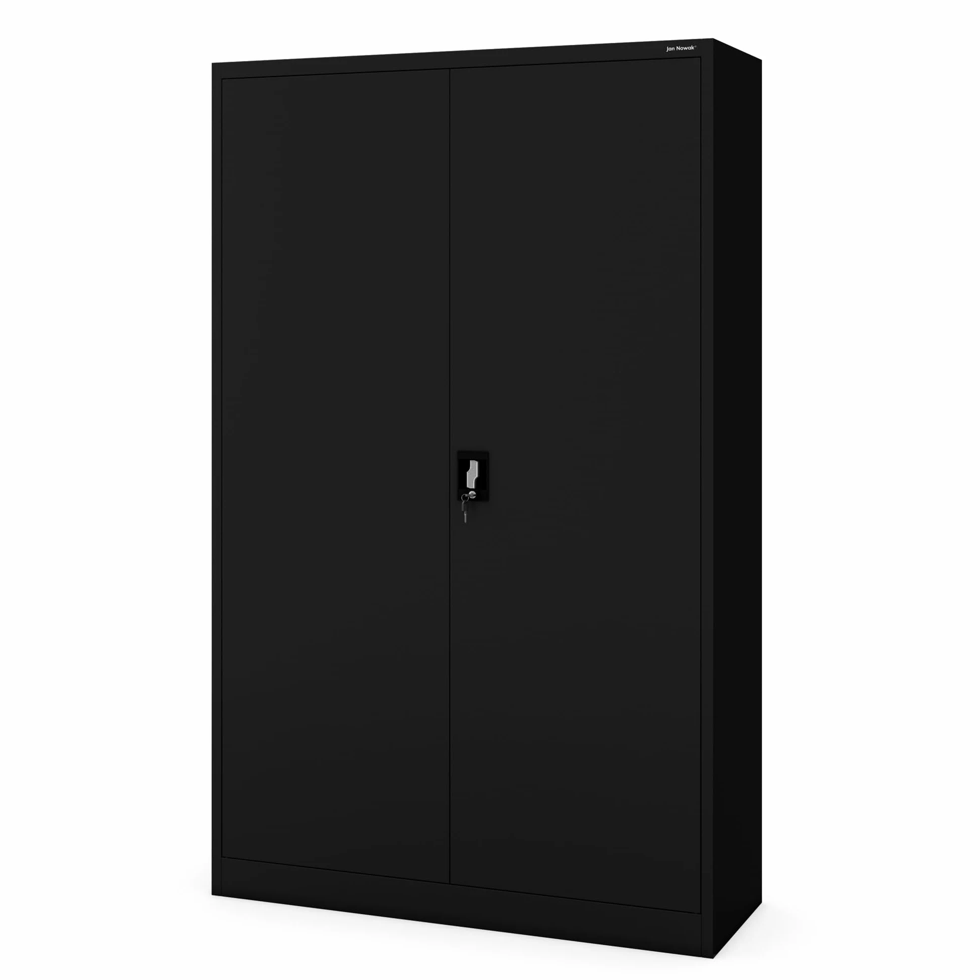Jan Nowak Metallschrank Jan II 185 x 115 x 40 cm - Aktenschrank abschließbar mit 2 Türen, Mehrzweckschrank mit 5 Ebenen, Büroschrank aus Stahlschrank mit Pulverbeschichtung - Schwarz