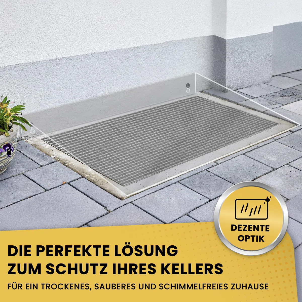 Regenschutz für Lichtschacht aus Plexiglas - Schutz vor Regen, Laub, Schmutz & Schnee - Lichtschachtabdeckung für Kellerschacht - transparente Abdeckung (110x50cm)