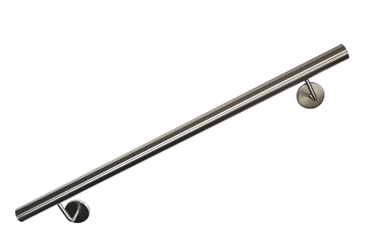 Edelstahl Handlauf V2A 42,4mm 240K geschliffen Wandhandlauf mit gerader Endkappe 2500 mm