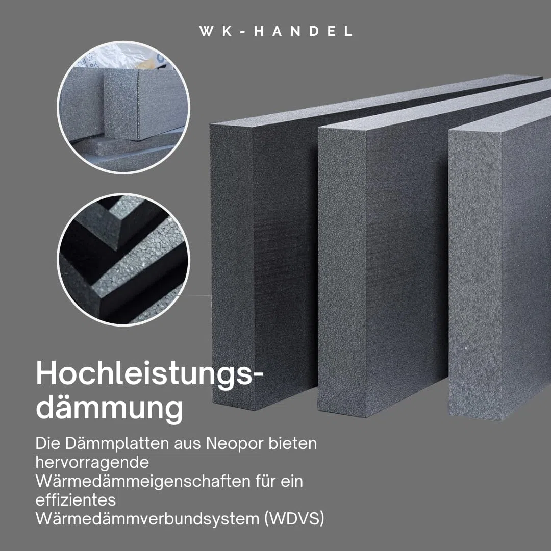 2m² Neopor Dämmplatten, 100 mm Stärke, WLG 032, 1000 x 500 mm, EPS NEO Fassadendämmung – Styropor WDVS Platten für energieeffizientes Bauen