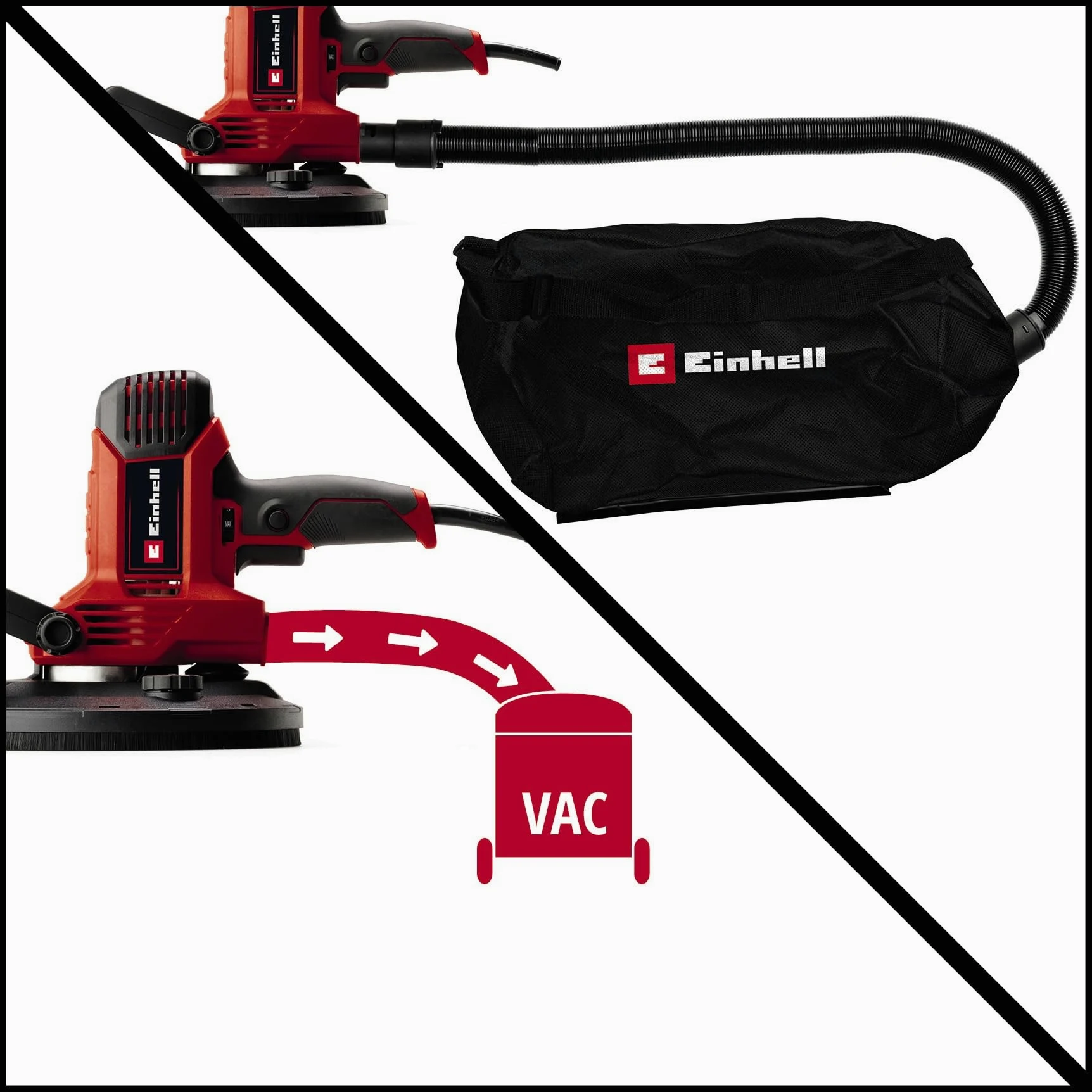 Einhell Trockenbauschleifer TC-DWS 225 (1220 W, Schleifteller mit Bürstenkranz, integrierte Staubabsaugung, inkl. 6x Ø 225 mm Schleifpapier)