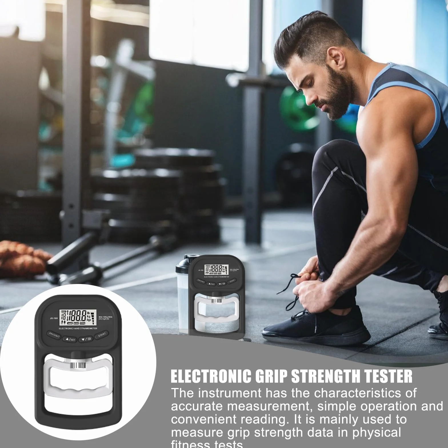 Digitaler Handkraftmessgerät: 396lb/180Kg Elektronische Griffkraft Messgerät, LED Display Grip Strength Trainer, Dynamometer mit USB-Ladekabel, Digitaler Griffstärke-Messung, Hand Dynamometer