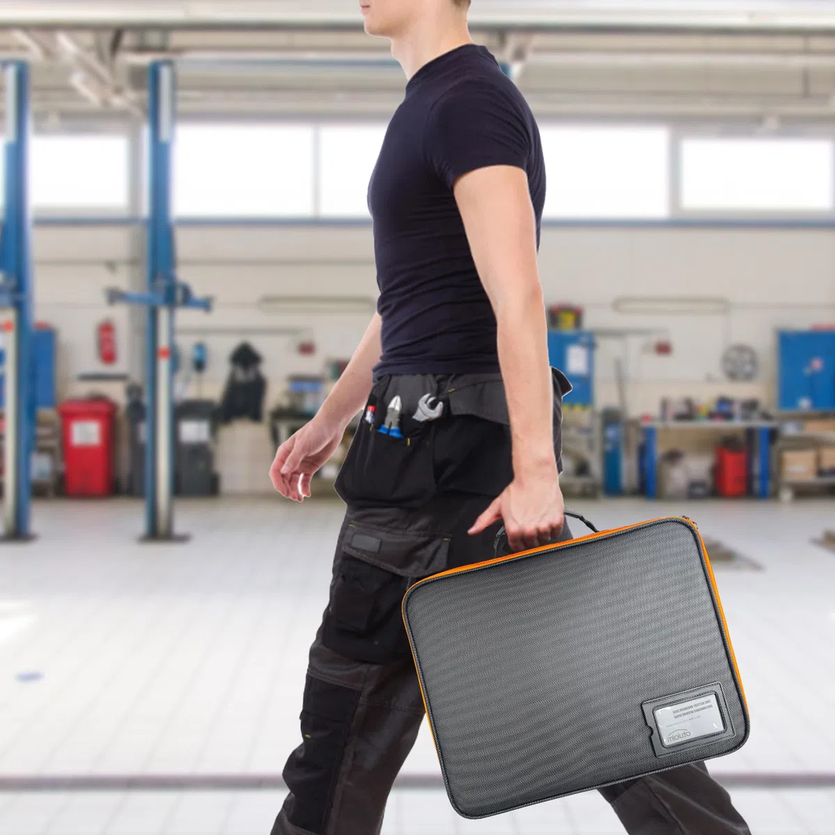 38.5 x 32 x 10 cm Tragbarer Werkzeug Hartschalenkoffer mit verstellbaren Trennwänden für Akkus & Ladegeräte, große Größe Werkzeugtaschen Werkzeugkoffer, Aufbewahrungstasche Wasserdicht Stoßfest