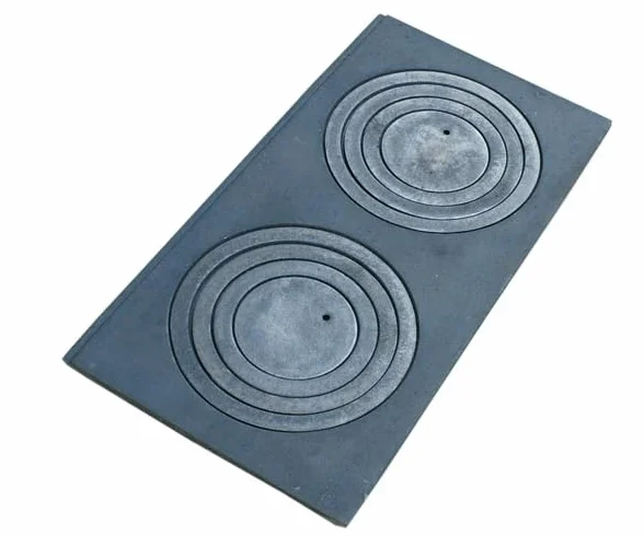 SEZAM Gussplatte zum ofen mit 2-Loch 68x32cm Kohleplatte Kaminplatte Grauguss Gusseisen