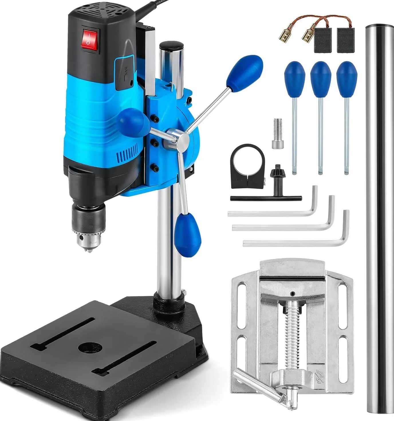 Bonvoisin Mini Tischbohrmaschine 1200W, 6 Variable Geschwindigkeiten, Max. 2800RPM, Bohrerdurchmesser 35mm, für Basteln/Heimwerken/Metallbearbeitung (EU)