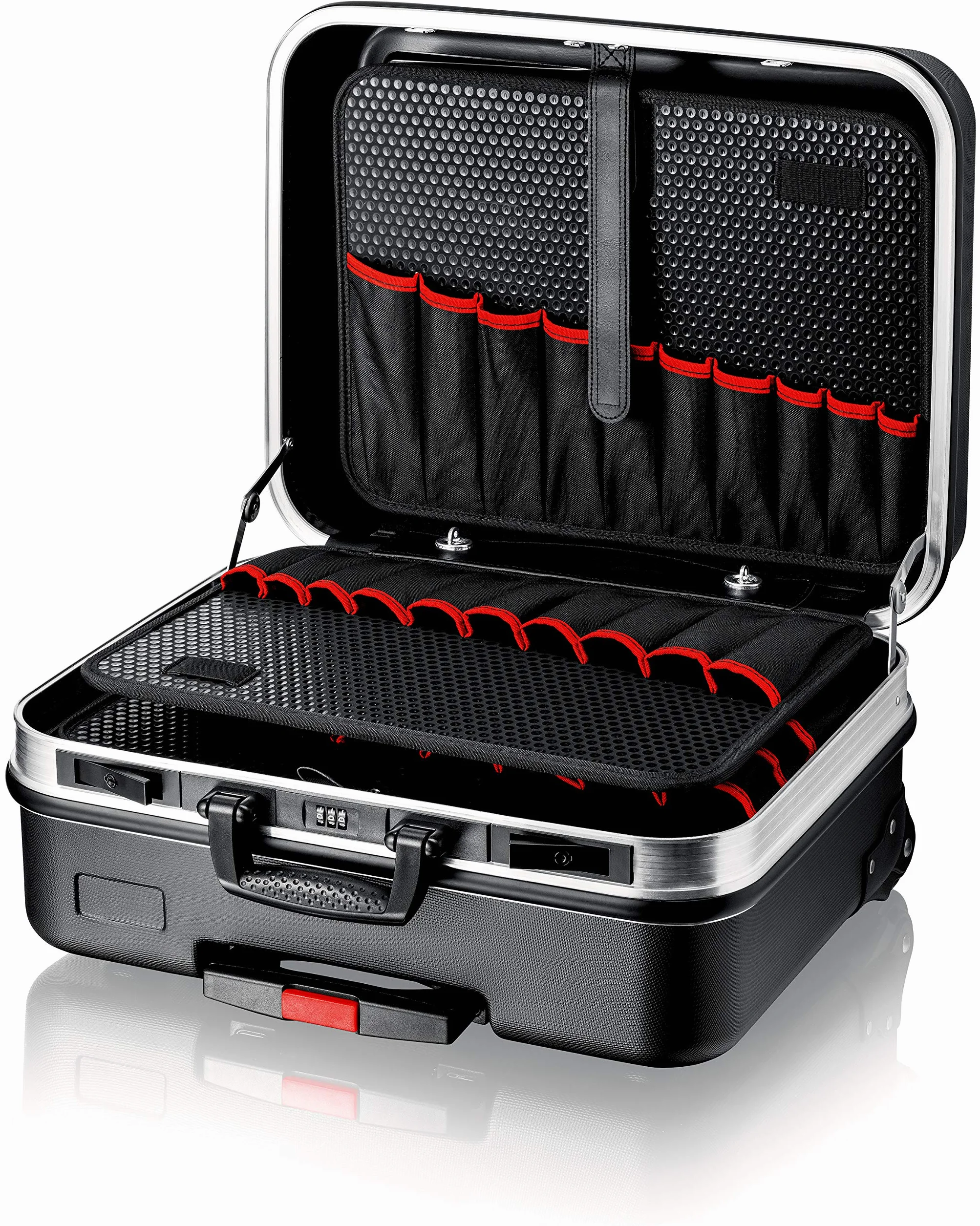 KNIPEX Werkzeugkoffer BIG Basic Move, leer, mit Rollen, Teleskopgriff, 54 Steckmöglichkeiten, 33 l Volumen, Werkzeugtrolley, 00 21 06 LE