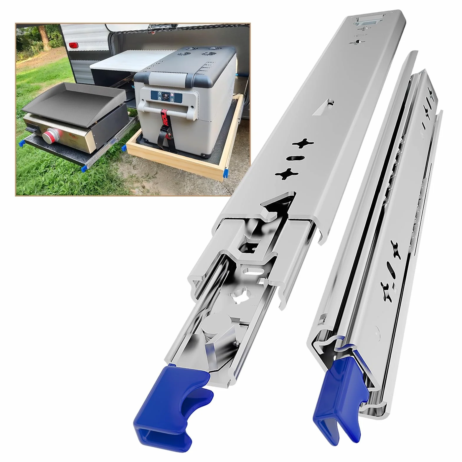 AOLISHENG Schubladenschiene Vollauszug 1000 mm, Schwerlastauszug 53 mm Breite 70 kg Tragkraft, 1 Paar