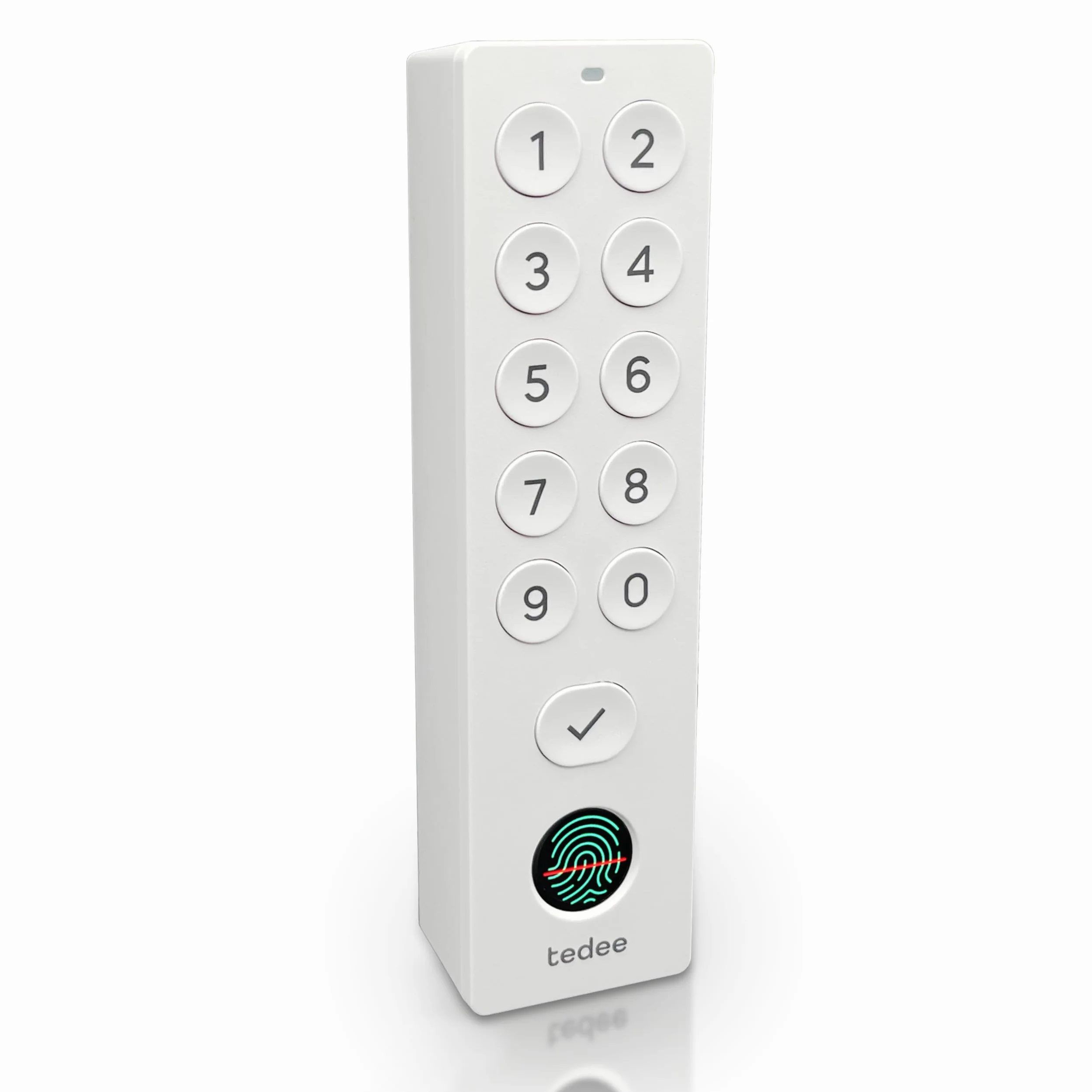 tedee Keypad PRO biometrisches Tastenfeld für smartes Türschloss | Öffnen und Schließen per Fingerabdrucksensor oder PIN-Code | Weiß
