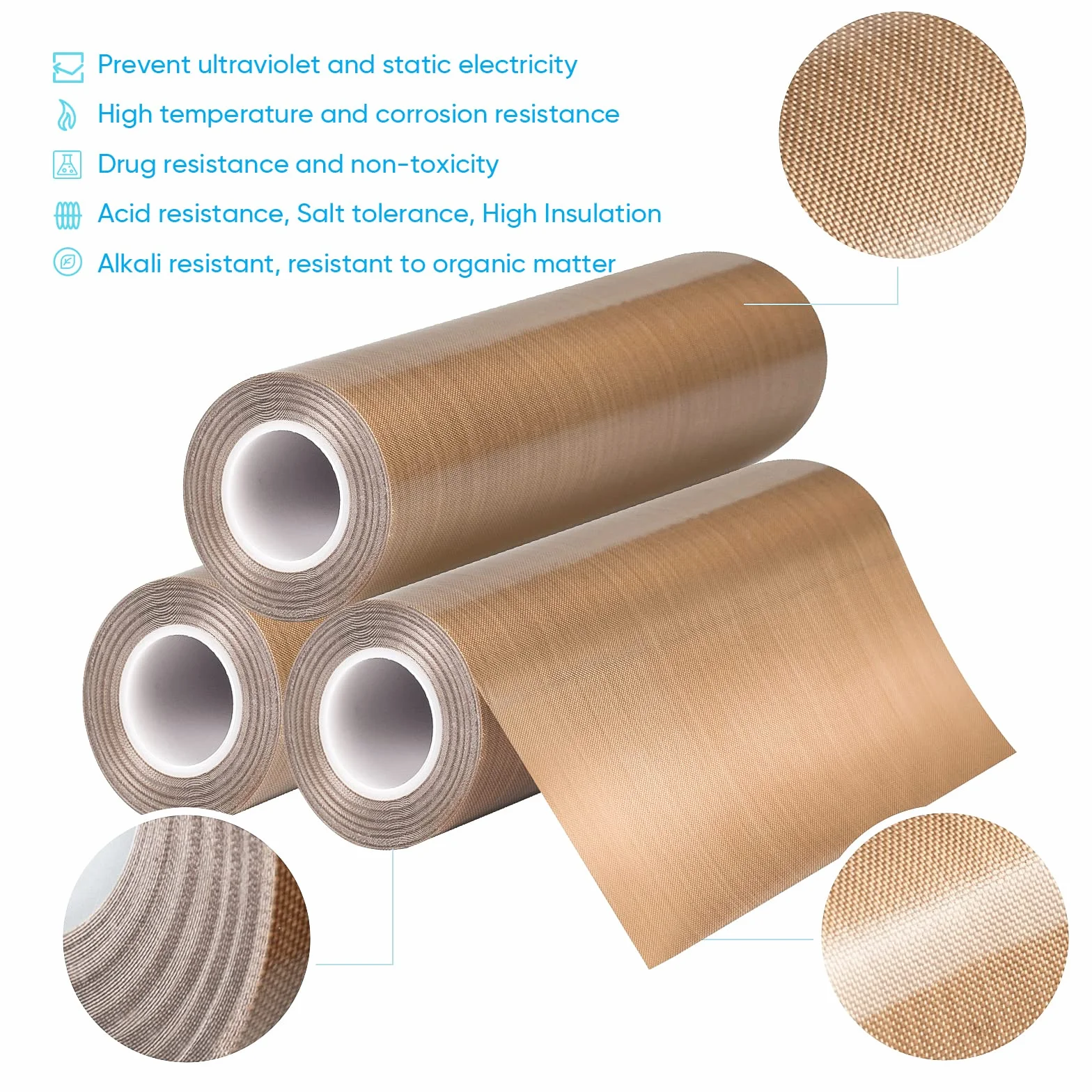 Large Size:100mm PTFE Coated Fiberglass Teflon Tape,high Temperature Tape;Welding Sealing Tape; -196℃ - +300℃ (100mm x 12yards x 0.18mm, Brown 3)